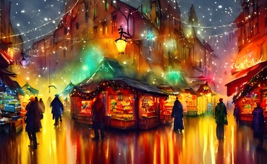 There's a light dusting of snow on the ground, and the Christmas lights in the market stalls twinkle invitingly. The air is crisp and chill, but there's a warmth to it from all the people milling arou