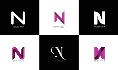 N text logo collection with gradient