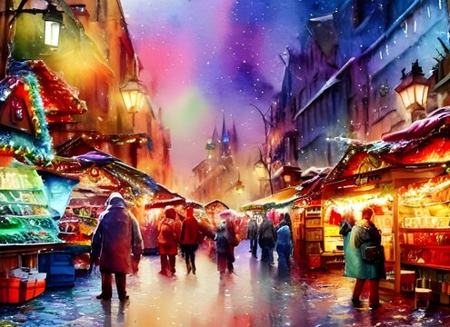 The Christmas market is always so busy and festive. All of the vendors are out, selling their wares and treats. The smell of cinnamon and gingerbread fills the air, making everyone feel warm and cozy.