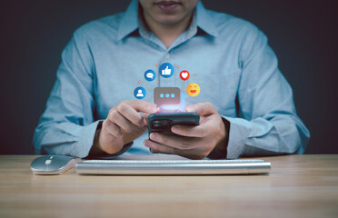 Social media, shopping and digital online concepts, men using smartphones. Holiday living and social work from home ideas