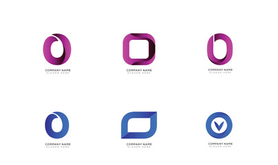 Set of gradient o logo collection with black and white