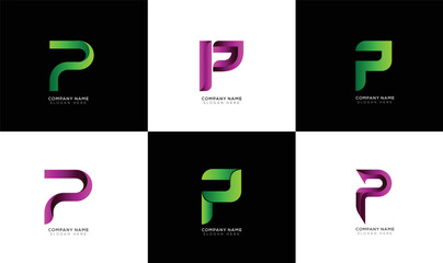 Modern minimal letter p logo collection