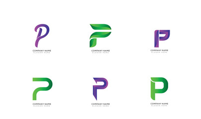 Modern minimal letter p logo collection