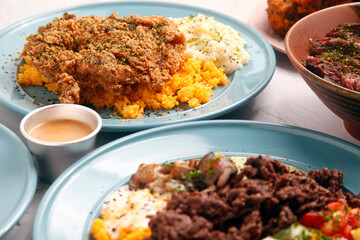 Freshly cooked assorted rice meals