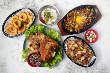 Freshly cooked assorted Filipino food