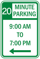 Limited parking sign 20 twenty minutes
