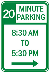 Limited parking sign 20 twenty minutes