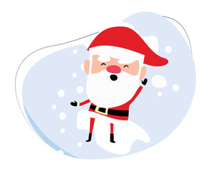 cute cartoon santa claus and snowfall