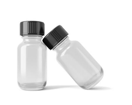 5ml Blank clear essential oil bottle packaging with transparent background. 3d render.	