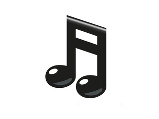 Black music note icon, beamed pair of eighth musical notes on transparent background