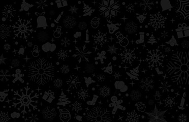 christmas icon (grey) on black background - illustration