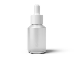 Blank clear white plastic dropper bottle packaging isolated on transparent background, prepared for mockup, 3D render.	