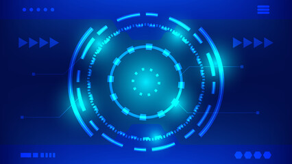 futuristic innovation technology background concept. virtual glowing blue light Hi tech HUD screen display