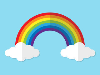 Rainbow with Clouds on Bluesky Background