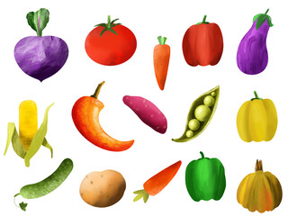 Illustration set of vegetables isolated