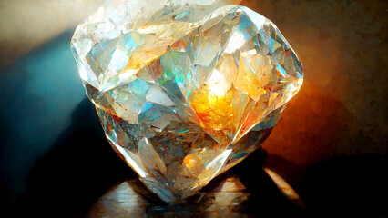 Gemstones, crystals, background, digital illustration, abstract painting