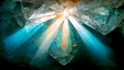 Obraz premium Gemstones, crystals, background, digital illustration, abstract painting