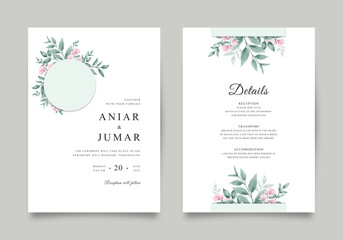 Fototapeta na wymiar Minimalist wedding invitation with beautiful watercolor floral