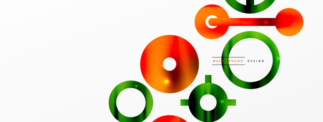 Minimal geometric abstract background. Shiny and glossy circle, line and round shapes design. Trendy techno business template for wallpaper, banner, background or landing