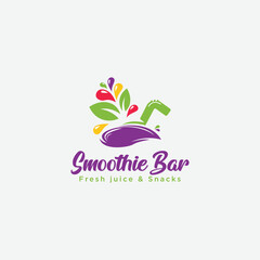 smoothie and juice bar logo with snacks colorful abstract script font