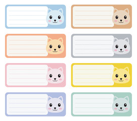 Cute cat face back to school notebook labels sticker set