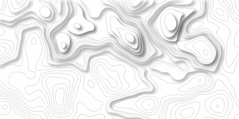 Topographic background and texture, monochrome image.  White wave paper curved reliefs abstract background, Abstract topographic contours map background, Vector contour topographic map.