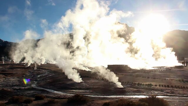 El Tatio Geyser Field at Sunrise, Atacama Desert, Antofagasta Region, Chile, South America - 4K