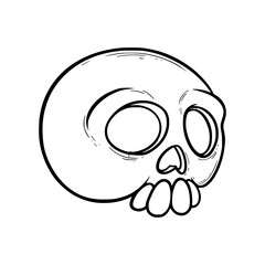 Pirate skull in cartoon style. Sketch of a human skull. Vector illustration isolated in white background