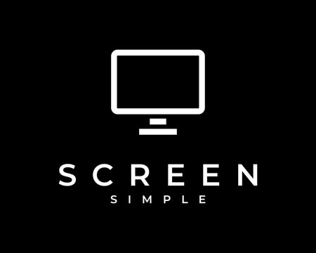 Display Screen Computer Monitor Desktop Electronic Line Minimal Simple Icon Vector Logo Design