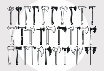 Axe SVG Bundle, Axe Silhouette, Lumberjack Axe Svg, Wood Cutter Svg, Weapon Svg, Axes Svg, Hammer Svg,
