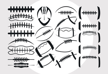 Football Laces SVG Bundle, Football Silhouette Svg, Football Skeleton Svg, Football Stitches Svg, American Football Svg, Rugby Ball Laces Svg
 - obrazy, fototapety, plakaty