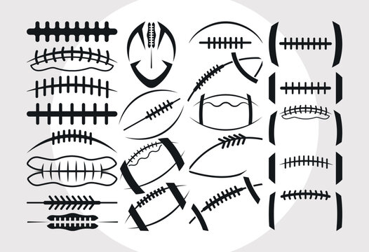 Football Laces SVG Bundle, Football Silhouette Svg, Football Skeleton Svg, Football Stitches Svg, American Football Svg, Rugby Ball Laces Svg

