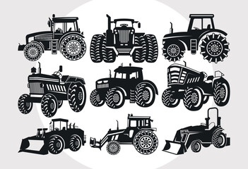 Tractor SVG Bundle, Farm Tractor Svg, Farm Transportation Svg, Tractor Silhouette, Giant Tractor Svg, Farming Svg, Farm Life Svg, © Aysha