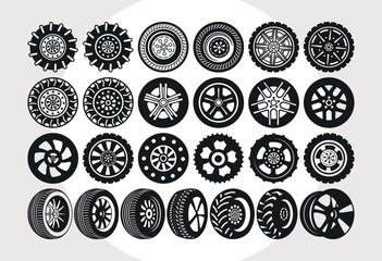 Wheel SVG Bundle, Tire Svg, Car Wheel Svg, Wheel Silhouette, Truck Wheel Svg, Wheel Rim Svg, Wagon Wheel Svg, Wheel Hubcap