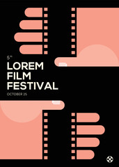 Movie and film poster design template background with vintage filmstrip