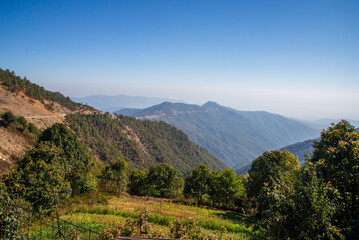 Panoramic view of the Burmese mountains