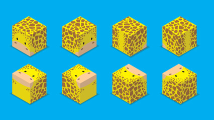 Animal Dice 3D Characters Animal Giraffe Cartoon Vector