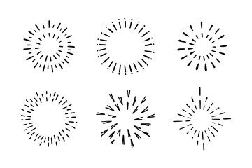 firework, starburst hand drawn, vector illustration.