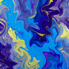 blue and yellow abstract Background. blue, turquoise luxury liquid marble stone background, blue purple and gold flow marble stone pattern