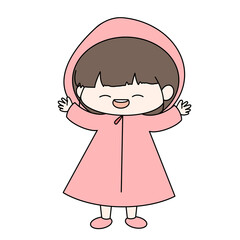 Girly standing posing happy for a photo color illustration.