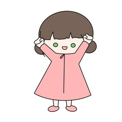 Girly standing posing happy for a photo color illustration.