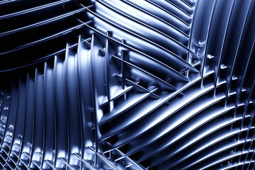 Abstract geometric lines design element.  Black  horizontal striped background. 3d illustration