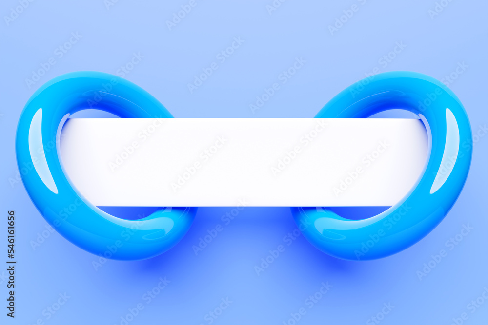 Poster 3d illustration, search bar design element with blue toruses on a blue background. search bar for we