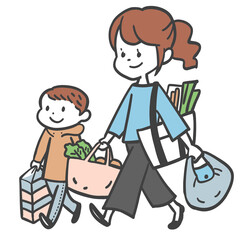 親子で買い出し