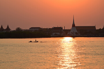 sunset over the river vltava