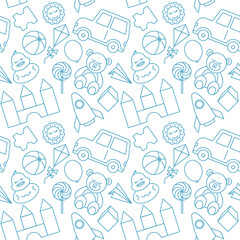 Toy Children Kid Seamless Pattern Outline Background