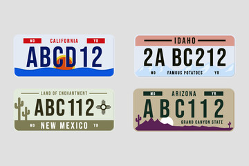 license plate illustration in flat style
