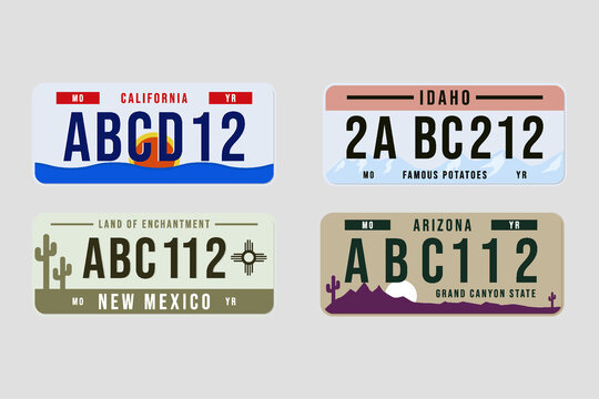 License Plate Illustration In Flat Style