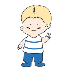 Summer sailor poses for a photo color illustration.