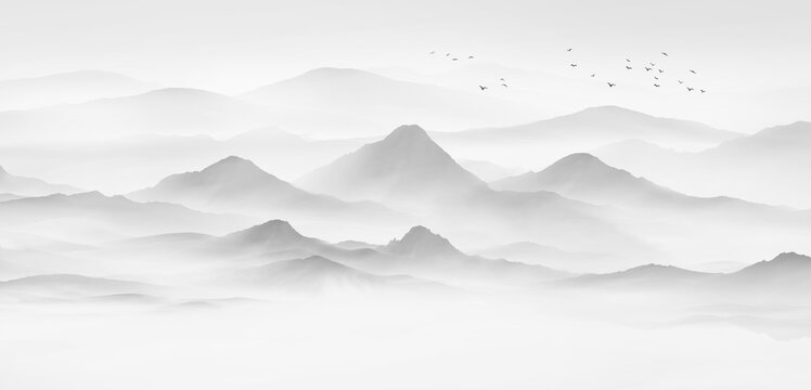 Artistic conception elegant ink landscape painting background